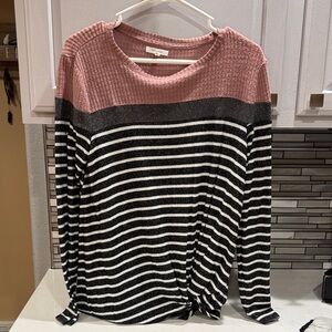 Maurices Pink and Black Striped Top